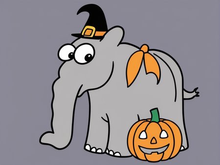 <lora:Ottifant_sdxl:0.6>  Ottifant, Halloween, witvh riding