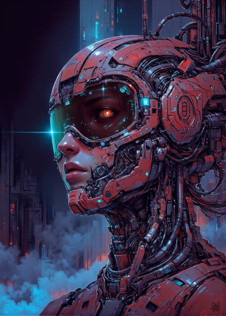 <lora:ck-Sci-Fi-Concepts:0.7>, in the style of ck-sfc, a cyberpunk humanoid woman with a shiny reflective glas mask, intricate shiny mechanical high tech components visible, neonpunk, looking mysteriously at the viewer, direct eye contact. a scanner scans the environment, hunter, 
floating in a space nebula,nistyle
<lora:flux.1_lora_flyway_Epic-detail_v2:0.6>
<lora:CPA:0.5>
<lora:test2:0.7>
<lora:Anime v1.3:0.2>