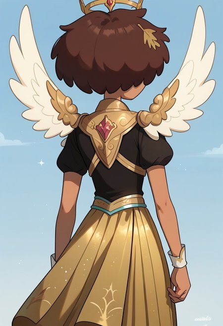 score_9, score_8_up, score_7_up, 1girl, nocunoct, anneboonchuy, brown hair, dark-skinned female, short hair, six-winged angel, solo, bright light shinning behind her, armour, golden silk long skirt
BREAK, (masterpiece, best quality, highly detailed), expressiveh, floating