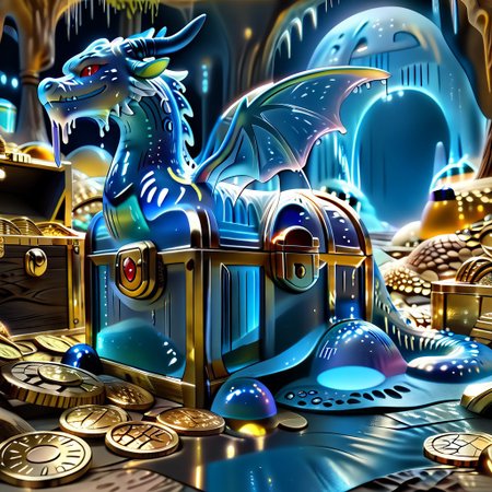 1dragon, highly detailed blue dragon, blue dragon made out of slime, scaly blue slime dragon, slime dragon with red eyes, blue slime dragon laying in its hoard, blue slime dragon with wings, dragon wings, 
multi-colored gems made out of slime, in a room of treasure made out of slime,  gold coins and bars made out of slime, wood-like treasure chest made out of slime, wood-colored slime chest, individual coins made out of slime, gold slime coins, piles of coins, 
treasure-room, treasure, treasure chest, gemstone, coins, gold bars, gold pile, 
everything made of slime, No simple background,
((translucent slime)), ((transparent slime)), (bioluminescent slime), sl1m3, slime, ais-blmn, watce, je11y, thickwater, great lighting, ral-lava, even lighting, no bright spots, saturated colors,