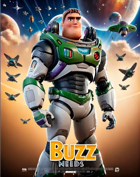 movie poster,  <lora:Harrlogos_v1.1:1> (BUZZ NEEDS BUZZ) text logo, movie title,  <lora:Buzz1024:1> Buzz1024, heroic pose, space, planets, stars, heroic vibe, massive jaw, score_9, score_8_up, score_7_up, score_6_up, score_5_up, score_4_up,