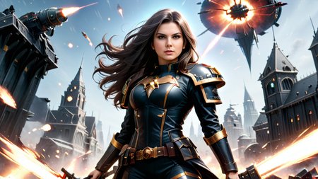 Hyperrealistic art [(30 years old girl, super wide Angle,  fullbody view, black uniform, very long hair, windy:2.5) : (known as Champions of Chaos, whose ultimate, driving goal is to transcend mortality itself by becoming a Daemon Prince:2.1) : (Throughout the path to power the Champion in loyalty to Chaos and he devolves into a mindless Chaos Spawn:2.2) : (random weather, speed effects, extremely detailed beautiful city,  a Chaos_Warfleet Battle-Space-Ships and deamon army  in a galaxy at war in the deep deatiled background:1.9):0.40], <lora:LowRA:1> <lora:SDXLHighDetail_v5:0.3>,  Extremely high-resolution details, photographic, realism pushed to extreme, fine texture, incredibly lifelike, (Hyperrealistic art (Proffesional Photography, 8k, ultra realistic, HDR:1.1),  ste4mpunk <lora:ste4mpunk:1> wh40k <lora:WH40XL:1>,  <lora:Chaos_Warfleet_-_Warhammer_40000_SDXL:1> <lora:Enhanced_XL_V1:0.1> . Extremely high-resolution details, photographic, realism pushed to extreme, fine texture, incredibly lifelike