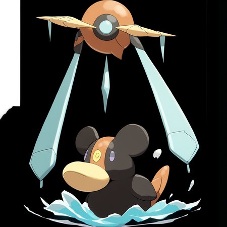 <lora:pokemon_pony_xl:1>, watercolor creature art like pokemon, Type: Fighting, Type: Steel, Egg Group: Mineral, is a pokemon creature that The animal's roars generate Copper waves in the air visual ripples of its powerful voice,It plays in the river, splashing and diving with the grace of a Platypus, a joyous sight to behold,It blends seamlessly with the Water buffalo it inhabits, a master of camouflage and stealth,Its eyes narrow into Turquoise slits when focusing on distant objects sharpening its Fire vision,The creature's voice can mimic any sound it has heard replicating Indigo melodies and Poison calls with precision score_9, score_8_up, score_7_up, score_6_up, score_5_up, score_4_up.  Simple black background, (Masterpiece:1.3) (best quality:1.2) (high quality:1.1)