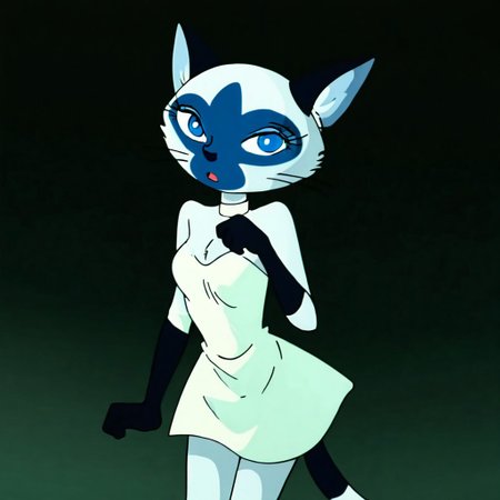 1girl, solo, cat girl, anthro, siamese, tail, shanet, white off-shoulder dress, black forearm, barefoot