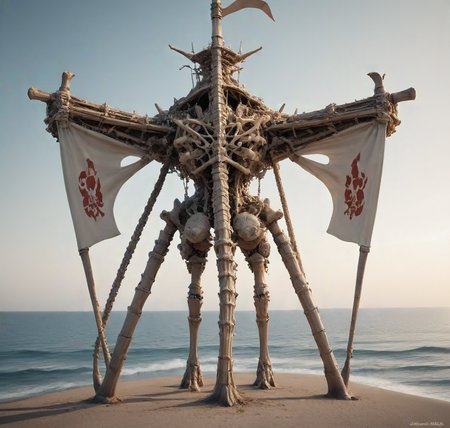 score9, score8_up, score_8, masterpiece, best quality, 8k, ultra-realistic,photo  boneswm, day, pirate flag made of bones under sea ship  made of bones   <lora:Bones_World_Morph:0.5> <lora:spo_sdxl_10ep_4k-data_lora_webui> <lora:dmd2_sdxl_4step_lora_fp16> <lora:aesthetic_anime_v1s>