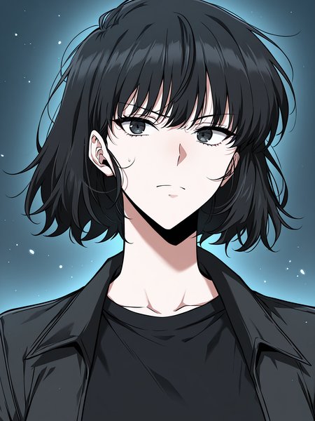 <lora:Omniscient Reader's Viewpoint _ Han Sooyoung_epoch_7:1>
1 girl, solo, short hair, messy hair, black hair, black eyes, 
black jacket, black t-shirt, black skinny pants, black combat boots, all black outfit,
score_9, score_8_up, score_7_up, score_6_up, source_anime, rating_explicit, masterpiece, best quality, intricate details, gothic fantasy, upper body portrait, dramatic pose, confident gaze, cinematic lighting, clean background, glowing magical particles, detailed face, vibrant colors