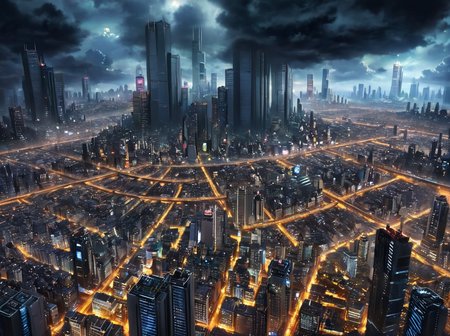 masterpiece,high detail,
 <lora:gits_style:0.8>,
gits95,
gits95, cityscape, scenery, city, no humans, building, cloud, city lights, skyscraper, sky, outdoors