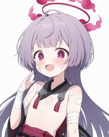 shuro \(blue archive\),1girl, solo, white_background, halo, spoken_question_mark, simple_background, looking_at_viewer, obi, blush, open_mouth, bandaged_arm, japanese_clothes, fang, ahoge, sweat, small_breasts, cowboy_shot, bandaid, bare_shoulders
<lora:shuro_(blue_archive)_image571_2023-12-03:1>halo. gorgeous,key visual, vibrant, studio anime,award-winning, professional, highly detailed,high budget, cinemascope