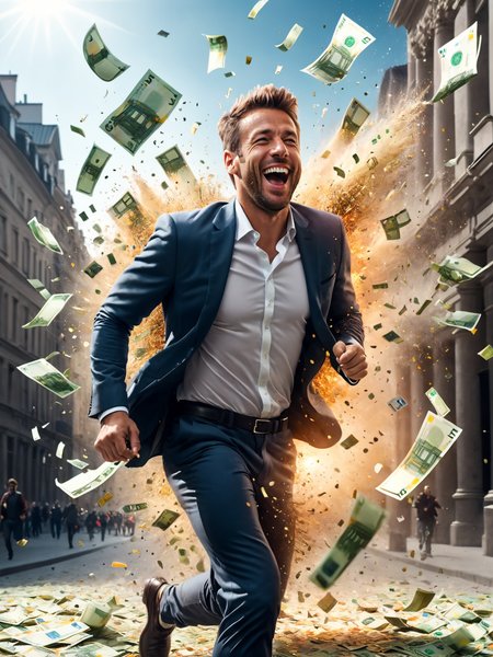 (euro-bills:1.4), (city:1.4),  laughing man running through money explosion, <lora:Confetti_Explosion_SDXL:0.6>  <lora:great_lighting:1> great lighting <lora:photorealistic_portrait:1> photorealistic portrait <lora:sd_xl_dpo_lora_v1:1> <lora:RMSDXL_Creative:1>, RAW photo, subject, 8k uhd, dslr, soft lighting, high quality, film grain, Fujifilm XT3