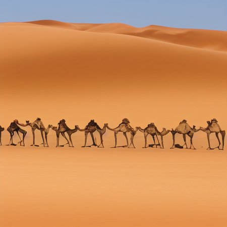 landscape, desert, camels, hot