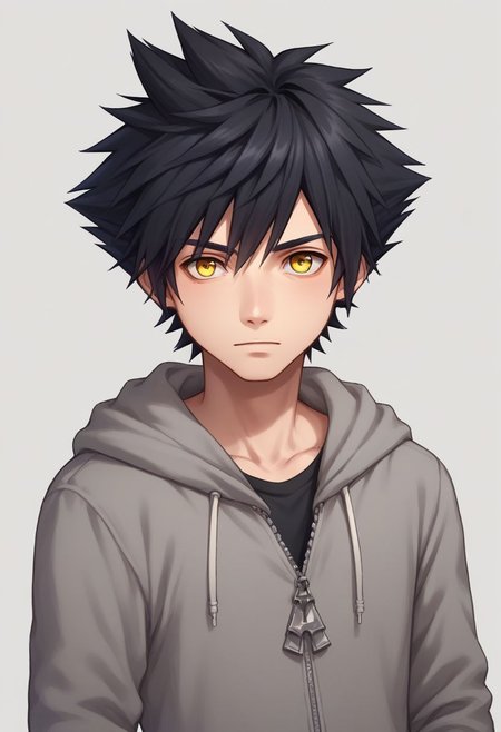 score_9, score_8_up, source_anime, highly detailed, 1boy, solo, male_focus,
vanitas, solo, 1boy, male focus, spiked hair, black hair, yellow eyes, hoodie, pants, shoes, upper body,