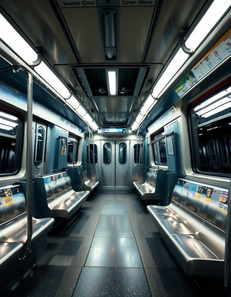 A quiet moment inside a modern subway train,Subw4y tr41n:, with a single woman sitting on a worn yet clean seat. The woman is positioned in the middle of the train car, gazing thoughtfully out of the window as the city lights streak by in a blur. She has a calm yet introspective expression, her posture slightly slouched as if lost in her thoughts. She is dressed in casual attire: a long beige trench coat draped over her shoulders, a soft knit scarf, and comfortable jeans. Her hair is slightly messy, as though tousled by the wind, and she holds a small, well-worn leather handbag on her lap.
The subway car itself is clean but shows signs of wear, with muted blue and gray seats, scuffed metal poles, and advertisements in frames lining the walls above the windows. Some of the ads are slightly peeling, and they showcase a mix of local businesses and city announcements. The overhead lighting is fluorescent and slightly harsh, casting soft reflections on the polished, slightly scratched floors.
The windows of the subway reflect faint glimpses of the woman and the interior of the train, while revealing the city outsideâa mix of blurred lights, urban graffiti, and the occasional dark tunnel as the train moves through the underground. The walls of the subway tunnel outside are textured with concrete and sporadic markings, adding depth and realism to the scene.
The train is mostly empty, with a few other empty seats scattered throughout the car. Subtle details, like a faint coffee cup stain on one of the seats and a discarded newspaper on the floor, give the environment a lived-in feel. The atmosphere is serene and slightly melancholic, with the hum of the moving train and the rhythmic clacking of wheels on tracks contributing to the overall sense of quiet reflection.<lora:SDXLFaeTastic2400:0.4> <lora:extremely_detailed:0.4> extremely detailed, <lora:Subw4y_tr41n:1>, Masterpiece,best quality,hi res,8k,hi res,8k,award winning,(sharp focus, intricate, highly detailed),