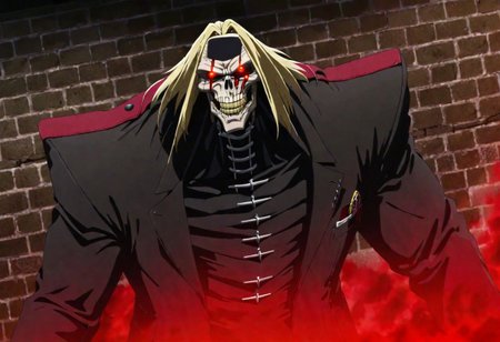masterpiece,best quality,anime screencap,scene from hellsing, a crabomination