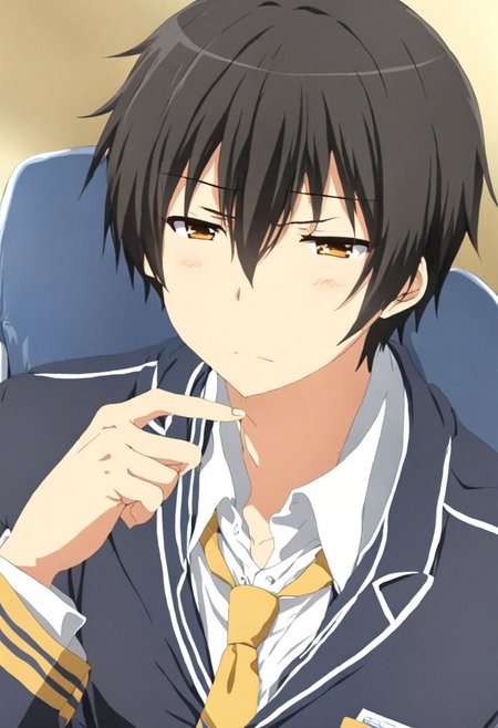high resolution, solo, best quality, 1Boy, Kanie Seiya, Black Hair, school life, school uniform, OverallDetail