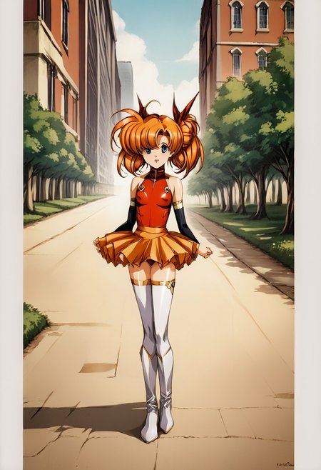score_9, score_8_up, score_7_up, detailed, intricate details, chromatic aberration, realistic, veins source_anime, kuroinukaguya, , (best quality) , (highly detailed) ,((masterpiece)), ((best quality)), (ultra-detailed), ((extremely detailed)), (high resolution), 4K, (8K), best quality, (beautiful), (dynamic lighting), (super detailed skin), sharp focus, (1_girl, solo focus), score_9,score_8_up,score_7_up,anime coloring BREAK source_anime,anime,
fantasy,1girl,solo, big eyes
<lora:tiaris_p_v1.7:1>,tiaris,t_clothes,aqua eyes,shiny hair,orange hair,twin tails, red leotard,detached sleeves,white mini skirt,white knee boots,<lora:Fixhands_anime_bdsqlsz_V1:1>,
looking_at_viewer,
full body,posing,,castle,city,, masterpiece,best quality, very aesthetic, absurdres, ultra detailed, high resolution, 4k, extremely detailed CG,<lora:detail_slider_v4:0.8> , dynamic pose, (arms behind her head), <lora:Esther Rosenthal-000004:0.7>, forest, light rays, grass, forest path, Face Focus, Upper Body detailed eyes、detailed face and detailed skin <lora:add-detail-xl:1.0>