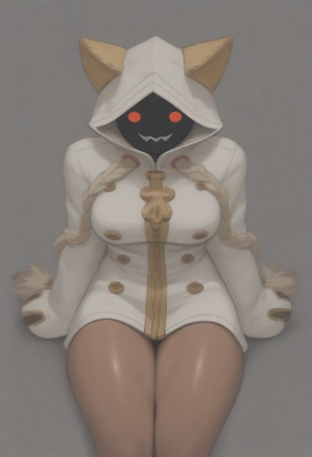masterpiece, best quality, amazing quality,,, shiny skin,,,,,source_furry, taokaka, animal humanoid, cat humanoid, felid, felid humanoid, feline, feline humanoid, humanoid, kaka \(blazblue\), mammal, mammal humanoid, accessory,, black body, black fur, black skin, blonde hair, bow \(feature\), bow accessory, bow ribbon, braided hair,, clothed, clothing, empty eyes, fangs, female, fur, furgonomics, hair, hair accessory, hair bow, hair ribbon,, hood, hoodie,, long hair, <lora:taokaka_pdxl:1>