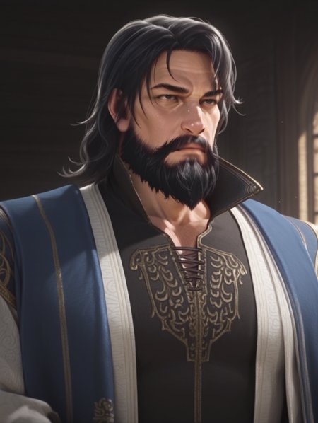 xuanzi, 1boy, facial hair, male focus, mustache, black hair, beard, masterpiece, best quality, amazing quality
