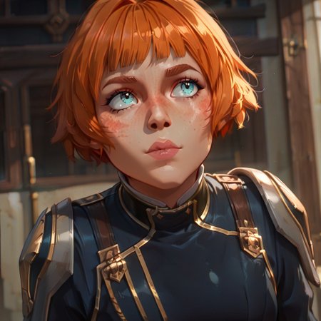 masterpiece, best quality, newest, absurdres, highres, anime, anime style,
Maddie-Nolan-IL.V1.1-enforceroutfit, uniform, orange hair, ginger, redhead, freckles, blue eyes,