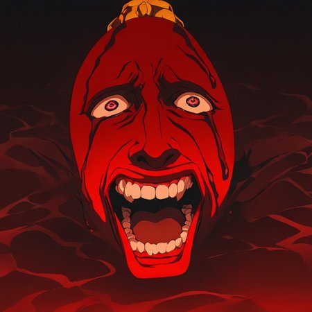 masterpiece, best quality, newest, absurdres, highres, 
anime, anime style,
BBH/EOK-V1.0-awoken, blood from eyes, screaming, teeth, shouting, wide-eyed, behelit, jewelry,
