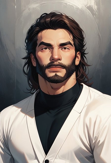 score_9, score_8_up, score_7_up, male focus BREAK, 1 boy, manly, masculine, muscular, muscular male, beard, long beard, asian, asian male, shirt, suit,