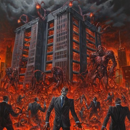 Realistic detailed Painting of demonic corporate building with creepy programmers   
<lora:EdobHell2_XL_v1.0:1>
