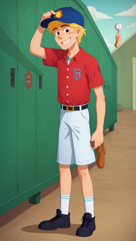 ((score_9)), score_8_up, score_7_up, ((masterpiece)), ((high quality)), zPDXL3, BREAK
 Padoga style, 1boy, baseball hat, smiling<lora:Padoga_style:1>