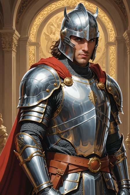 by  Phil Noto  and  Svetlin Yosifov in the style of  Raffaello Sanizo ,   fantasy mythic fit knight    <lora:more_art:0.40> <lora:midjourney:-0.15> <lora:RMSDXL_Enhance:0.50> <lora:RMSDXL_Creative:0.50> <lora:RMSDXL_Photo:0.50> <lora:RMSDXL_Darkness_Cinema:0.50> <lora:clothing_slider:2.00> <lora:great_lighting:1.00> <lora:aesthetic:1.00> <lora:photorealistic_portrait:1.00> <lora:looking_at_viewer:1.00> <lora:huge_anime_eyes:1.00> <lora:attractive:1.00> <lora:XDetail_heavy:0.50> <lora:perfect_eyes:0.15> <lora:perfect_hands:0.15>