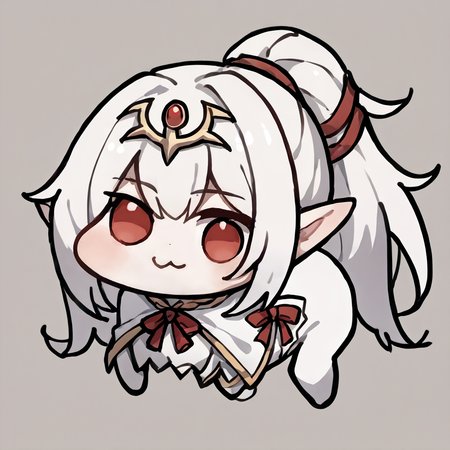 score_9, score_8_up, score_7_up, source_anime,   mltikrnd, circlet,  white hair, red eyes,  hair ribbon, long hair,  pointy ears, ponytail,  doro, creature, chibi, :3
no humans, solid circle eyes, no pupils, white skin, <lora:tiki-adult-take3-pdxl:1>, <lora:Doro_X_PDXL_V1:1>