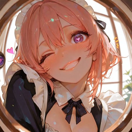  (score_9, score_8_up, score_7_up), masterwork, masterpiece, best quality, very awa, absurdres, dynamic pose, dynamic angle, (realistic:1.2), (lineless:1.2), detailed, depth of field, blurry, cheekbones, dynamic lighting,  
1girl, CivChan, pink hair, purple eyes, maid uniform:0.6, cleavage, evil grin, blush, embarrassed, head tilt, 
monitoring:1.6, (right eye focus):1.2, heart-shaped pupils, fish eye, wide perspective, pov peephole, one eye closed, close-up:1.6, staring at viewer, notice lines, 