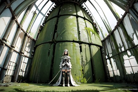 highly insanely detailed, masterpiece, top quality, best quality, highres, 4k, 8k, RAW photo, (very aesthetic, beautiful and aesthetic),  
tsutomu nihei,nihei_tsutomu,blame!,blame gakuen!,abara,TNstyle,sidonia_no_kishi,(mausoleum,city ruins,hangar,sidonia \(ship\),tunnel,tower,megastructure in background,deep horizon,giant room,lab),drainpipe,bones,concrete walls,metal walls,fence,buildings,steam,smoke,cables,tubes,industrial pipes,lantern,letterboxed,wire,flock,empty,vast scenery,perspective,dark background,blm,futuristic,cyberpunk,no human,science fiction,open space,dystopia,destroyed, 
<lora:ABARA:0.6>, 
(1girl:1.3), 
solo focus, 
A mystical swamp with dark waters and thick vegetation,(pure yellow background,transparent background:1.2),âââ