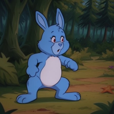 masterpiece, best quality, amazing quality,  swiftHrtil, semi-anthro, female, rabbit_girl, blue fur, white belly, forest, outside,