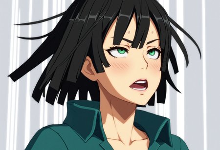 <lora:Hyper-SDXL-8steps-lora:1> <lora:Fixhands_anime_bdsqlsz_V1:1> zPDXL2, score_9, score_8_up, score_7_up, source_anime, intricate details, perfect anatomy BREAK
1girl, 
fubuki \(one-punch man\), (one-punch man:0.8), black hair, green eyes,
ggxrd-stimulating-fists-of-annihilation, 
<lora:GGXrd-stimulating-fists-of-annihilation_XL(pony)v10:1>