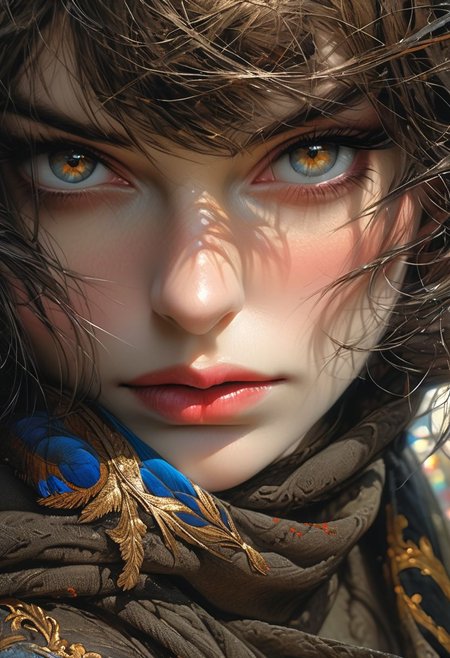 NijiEX style, fine art, intricate, black hair, Big eyes, perfecteyes, steel blue eyes, lighting from behind, bokeh, f1.4, 40mm, photorealistic, raw, 8k, textured skin, intricate details, penetrating gaze, delicate skin, fine details, circle lighting, high contrast:1.2), bokeh, f1.4, 40mm, photo-realistic, raw, 8k, intricate details, a highly detailed studio photograph, overflowing with intricate details, retouched by the masterful hand of David Bellemere, Nobuyoshi Araki, Alessio Albi, Luis Royo, Pinot Daeni, Josephine Wall, Jan Saudek, Hans Bellmer, Guido Argentini, Santiago Caruso, Stefan Gesell, Rebeca Saray, Jean-Baptiste Monge award-winning, dynamic, organic, wide lighting, double exposure, stunning, exquisite, detailed face, irresistible, majestic, attention-grabbing, magnificent, very stylish, beautiful, delightful, mesmerizing, very attractive, juicy, radiant, radiancegilded age, portrait,  hero, bard like, renaissance pose,  beautiful face, brown hair, epic shot, bronze dress ,armor, velvet cloak, sharp focus,  , giovanni boldini, Jeremy Mann, Carne Griffiths, miciangels, Robert Oxley.  mucha, raphael, caravaggio, greg rutkowski, beeple, beksinski,  Rich, deep colors. Cell-shaded layered image. Beautiful face, perfect anatomy, perfect eyes, detailed eyes, golden ratio, award-winning, professional, highly detailed, centered, symmetry, painted, intricate,