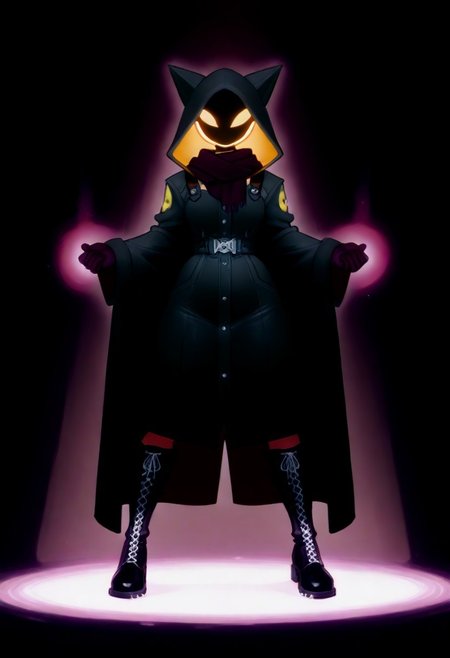 masterpiece, dark, full portrait, amber, 4k
female, age 18, standing, head tilt left, charge, dynamic pose
Coat: A loose, baggy women's coat with a hood, in a deep violet or dark burgundy shade. The fabric has a soft but sturdy texture, giving it a slightly dramatic drape.
Scarf: A thick, dark scarf made of chunky, soft fiber (possibly wool or a similar material), wrapped over the coat to cover the neck for warmth and style.
Gloves: Half-finger gloves made of black fiber, slightly textured, giving a casual yet edgy feel.
Boots: Black gothic boots with chrome accents, such as metallic toecaps, buckles, or decorative studs. The boots are sturdy, slightly oversized, and lace-up to complement the overall look.
Silhouette: A slightly oversized and relaxed aesthetic, with baggy elements contributing to a cozy, mysterious vibe.
neon eyes