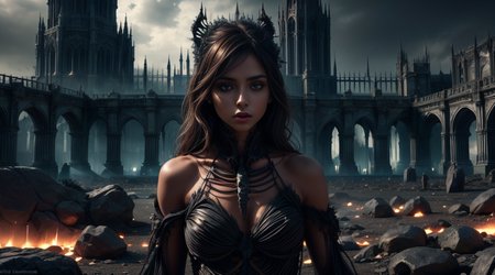 Dystopian style, 
Dreamscape, 
cinematic film still, 
realistic analog photo, award winning photo, 
head on photo, 
1girl standing in archway, historic bridge with gargoyle decorations, bridge going into distant sly arch, 
BREAK
Claudia, feminine woman, 24 yearsold, 
fit body, toned body, lithe body, supple body, 
pert d cups,
sunburnt skin, tanlines, birthmarks,
shoulderlength auburn wavey hair, 
oblong face, fine features, arched eyebrows
heterochromia, round eyes, 
fleshy upturned nose,
 thin lips, upturned lips, 
<lora:edgBonesv1:0.75> wearing edgBones, dress with skeleton bones, dress with skeletal bones, bones, 
BREAK
 <lora:Evil:0.75> evilrealm, dark fantasy, demonic architecture, nightsky filled with storm clouds, lightningstorm, glowing embers drifting in the atmosphere,   
<lora:more_details:0.7>,
high-quality, crisp, sharp, professional-grade, high-resolution, fine detail, accurate colors, low noise, fast shutter speed, wide dynamic range, precise focus, RAW, highres, 8k, uhd, High Dynamic Range, tonemapping, crisp details, ,
. shallow depth of field, vignette, highly detailed, high budget, bokeh, cinemascope, moody, epic, gorgeous, film grain, grainy,
. Surreal, ethereal, dreamy, mysterious, fantasy, highly detailed,
. Bleak, post-apocalyptic, somber, dramatic, highly detailed
