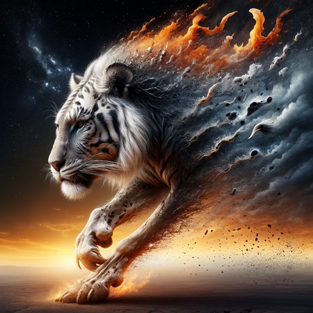 wildlife photo of a real animal depicting Amidst this living hell, dissolve the illusion  <lora:ral-dissolve:1> ral-dissolve. Photo of real animal, natural habitat, detailed, vibrant, sharp focus
