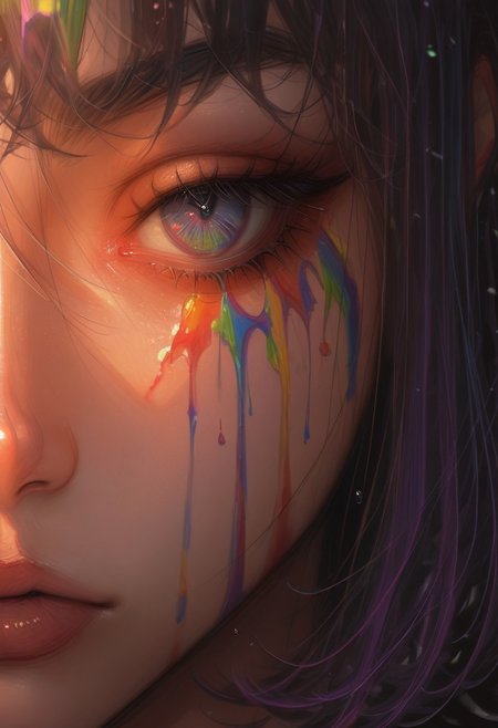 artist:moriimee, gwzs, detailed drawing, jsyu_style, 2025. 03, 
1girl, rainbow paint, a girl made entirely out of rainbow paint, entirely paint, all ranbow paint, hdr, (intricate details, hyperdetailed:1.15), gorgeous lighting, rainbow, paint splatter, splashes, very rainbow, very colorful, neon, paint drops, rainbow paint background, colorful background