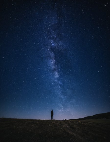 galaxylora, 1man, landscape, night, starry sky