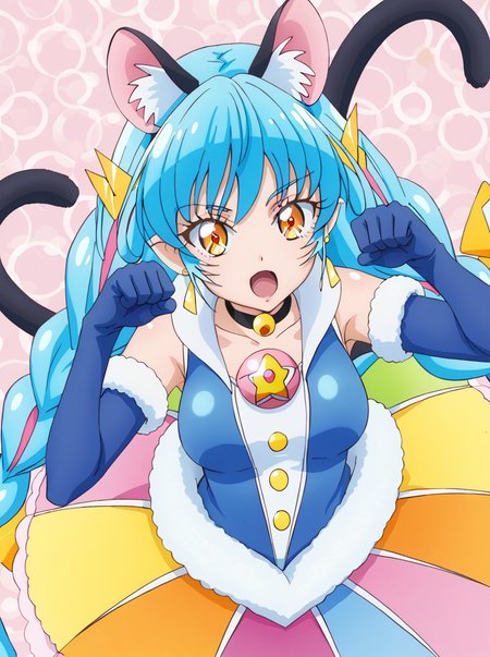 detailed background, shiny skin, posing, 
<lora:curecosmo.pony:1.0>
curecosmo,
large breasts,  
catpose, 
lying, high angle, open mouth,