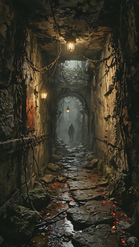 A dark fantasy scene set inside an ancient, underground dungeon. The dungeon is a labyrinth of narrow, winding corridors and vast, shadowy chambers. The walls are lined with moss-covered stones and ancient, rusted chains. Flickering torches cast eerie, dancing shadows, revealing hidden alcoves and ominous symbols etched into the stone. Hideous, nightmarish monsters roam the dungeon: a hulking, multi-limbed beast with glowing red eyes lurks in a dark corner, a spectral wraith glides silently through the corridors, and a pack of skeletal creatures scuttles along the damp floors. The air is thick with a sense of dread and otherworldly energy, making the atmosphere palpably dangerous.
.black and white but deep red. white background
<lora:add-detail-xl:2> <lora:MJ52:0.5> <lora:ink-style_A3.1_XL:0.66> (ink-style, ink_wash_painting)