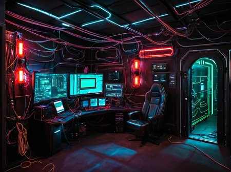 masterpiece, best quality,
 <lora:gits_style:0.6>,
gits95,
, no humans, scenery, cable, computer, indoors, chair, monitor, television, door,wire,cable,dark style,night,cyberpunk theme,glowing cable,glow wire