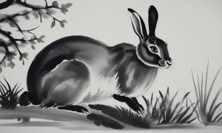 <lora:cipcd_xl-000005:0.9>,a monochrome theme cipcd_xl painting,greyscale,a hare is sitting on the grass,chinese zodiac,no humans,solo,whitebackground,simple background,simple detailed,8K,HDR,UHD,masterpiece,best quality,high resolution,wallpaper