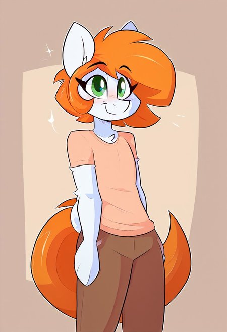 score_8_up, score_9_up, by kilinah,abbi,anthro bunny,orange hair, white fur, green eyes, standing, <lora:PDXL_artist_tags_v2_big>  <lora:pony_good_hands:1>