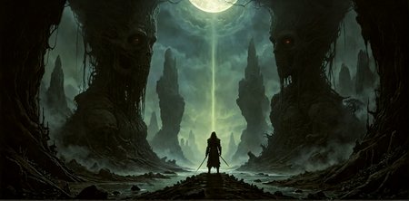 <lora:zavy-cntrst-sdxl:1.3> Panoramic shot, Envision a piece of art that combines the dark, gritty atmospheres of Frank Frazetta, H.R. Giger with the vibrant, dynamic styles of Noah Bradley, Howard Pyle to create a sense of wonder and awe, inspired by the imaginative styles of Brian Froud, Don Maitz and brought to life by the visionary styles of Grant Wood, Greg Rutkowski. <lora:add-detail-xl:1.5><lora:Consistency Corrector XL:0.4>