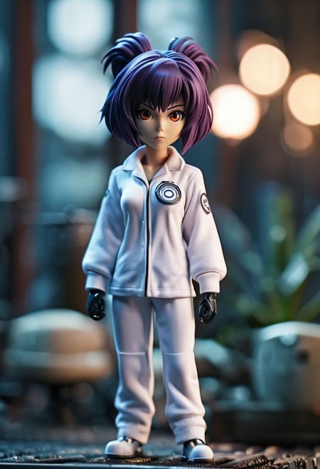cinematic photo Motoko Kusanagi in pajamas, "GitS" written, 35mm photograph, film, bokeh,  professional, 4k, highly detailed