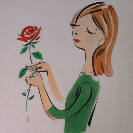 drawix23  girl with rose in garden,  very detailed<lora:drawix23:1>