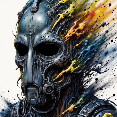 Zombie soldier wearing a biohazard gas mask, black and gold filigree, navy and gold vapor swirls, details in details