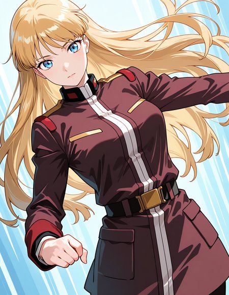 score_7_up, anime BREAK official art, solo, 1girl, one girl, 
<lora:Lucille_Liliant:1>, Lucille Liliant, long hair, blonde hair, blue eyes, 
military uniform, dynamic angle, dynamic pose, 
(masterpiece:1.3), best quality, high resolution, unity 8k wallpaper, extremely detailed CG, 8K, (watercolor \(medium\), muted color, sketch:1.1), perfect anatomy, highly finished, masterpiece, best quality, high quality, amazing quality, great quality, very aesthetic, ultra detailed, highres, absurdres, highly detailed, highly detailed background,