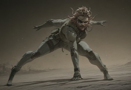 snake_hair, Score_9, score_8_up, score_7_up, 8k, masterpiece, uhd,8k textures,illustriousanime, ultradetailed, award-winning work, absurdres, very aesthetic quality,full body, dynamic pose, dynamic angles, combat, dutch angle, gunshot, enemies:1.2, snake's fighting enemies:1.2,
Solid snake, beard, eyepatch, snake_hair, worm on a string hair, fluffy, multicolored hair, snake,yoji_shinkawa,anime, cyberpunk