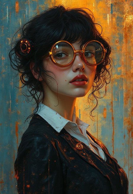 detailed photorealistic image, cyberpunk woman, luminous hair, laser monocle, in a electron city, wearing black and white corporate suit, laser beams, LED walls, close up, (oil painting) , (Art Nouveau), (by Gustav Klimt), (by Egon Schiele), (by Oskar Kokoschka), (by Alphonse Mucha), (watercolor), close-up, (oil painting), in (ukiyo-e art style:0.3), (by Edgar Degas:1.1), (by Pierre-Auguste Renoir:0.7), (by Claude Monet), (by Vincent Van Gough:1.2), (by J M W Turner:1.2)
,  directional lighting, masterpiece, perfect composition, perfect hands  <lora:ARTifacts:0.8>